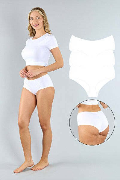 ATUTİS Pamuklu Beyaz Basic Kadın Boxer Külot 3'lü Paket