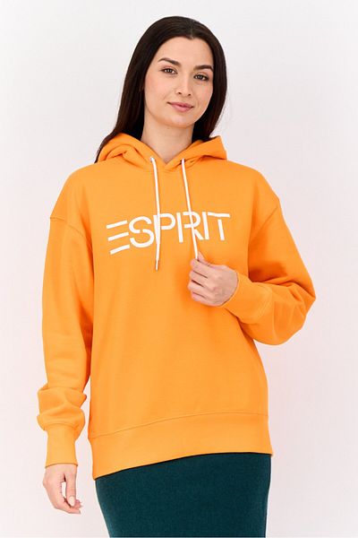 Esprit Women Long Sleeves Brand Logo Hooded Sweatshirts, Orange