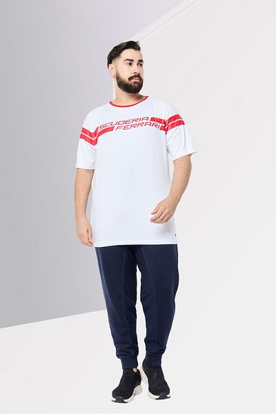Scuderia Ferrari Men Slim Fit Outdoor Short Sleeve T-shirt, White