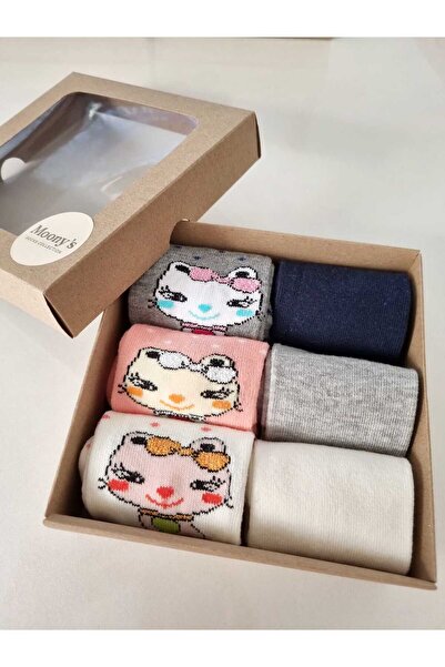 Moonys Socks Collection Set de 6 șosete pentru fete cu modele drăguțe de pisi...