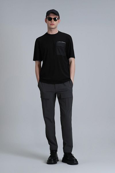 Lufian 111020209 Liam Modern Graphic T-shirt Ανδρικό T-shirt Μαύρο