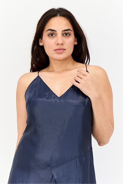 Esprit Women Metallic Midi Dress, Navy