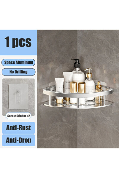 YANKE Silver 1Triangle Bathroom Shelf Makeup Storage Organizer Aluminum Alloy...