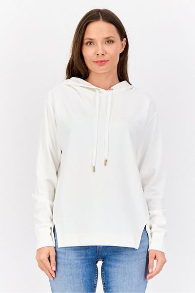 Esprit Women Brand Logo Long Sleeves Hooded Sweatshirt, Off White