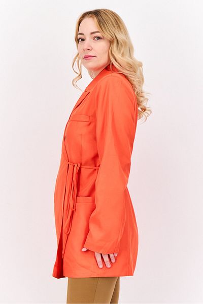 Heartbreak Women Regular Fit Solid Casual Blazer, Dark Orange