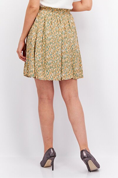 Esprit Women Allover Print Pull-On Mini Skirt, Orange Combo