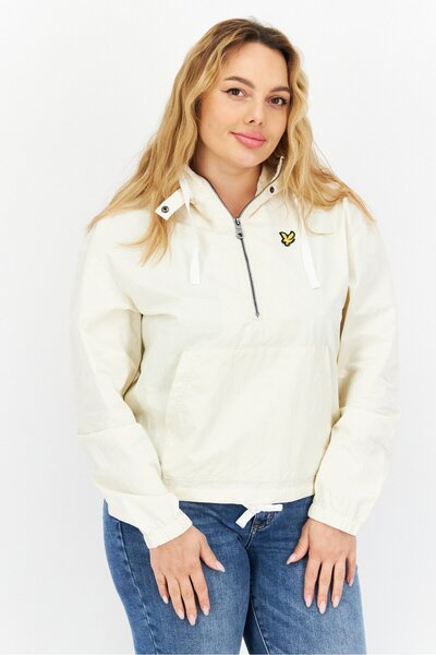 Lyle & Scott قميص نسائي بغطاء رأس وشعار العلامة التجارية، بيج
