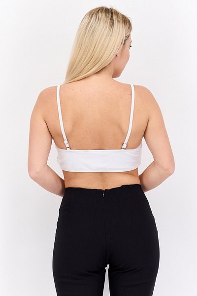 Public Desire Women U Neck Sleeveless Ribbed Crop Top, White