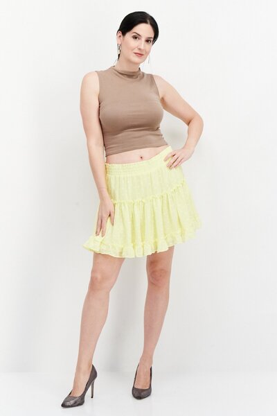 Riley & Rae Women Ruffle Mini Skirt, Lime Yellow