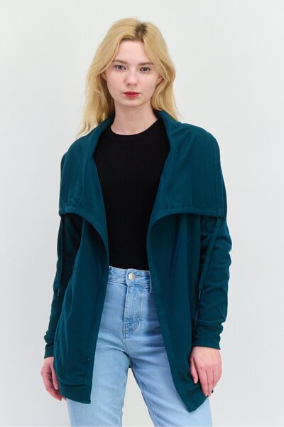 Bearpaw Women Tie Neck Fleece Cardigan, Green