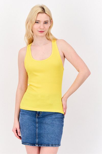 Esprit Women Scoop Neck Sleeveless Ribbed Tank Top, Yellow