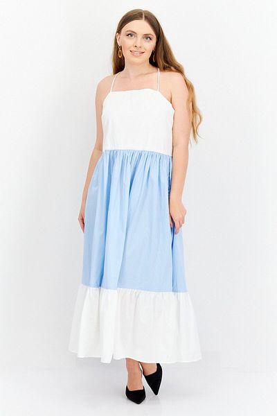 Riley & Rae Women Colorblock Maxi Dress, White