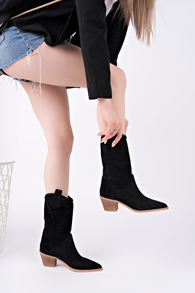 pasyone Černé dámské stylové boty na denní nošení z pravé kůže