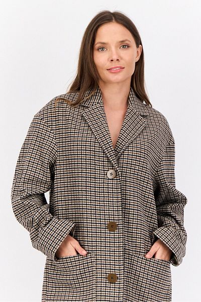 Esprit Women Houndstooth Print Trench Coat, Multicolour