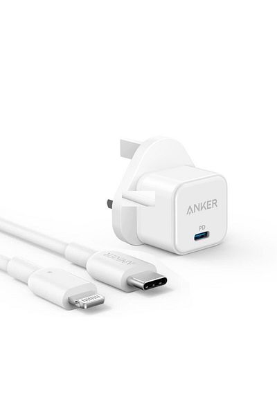 Anker Anker 20W Ultra-Fast USB-C Wall Charger with USB-C to Lightning Power Delivery Cable, White
