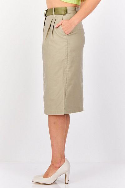 Esprit Women Solid Cargostyle Midi Skirt, Ash Green