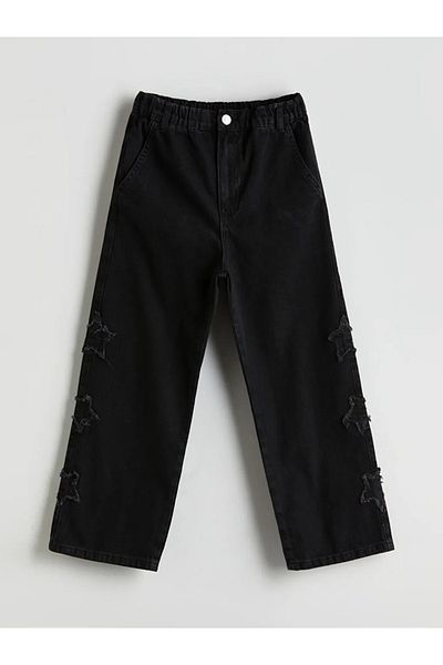 LC Waikiki Black Elastic Waist Girl's Jean Trousers