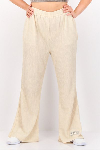 The Giving Movement Women Regular Fit Textured Flare Pants, Off White