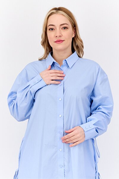 Esprit Women Plain Shirt Dress, Blue