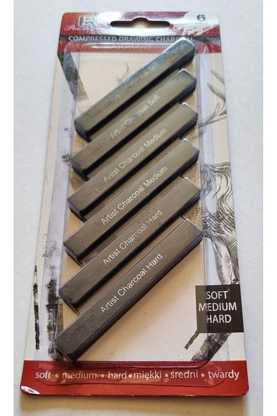 Modellino Flat 6-Pack Charcoal Pencil (Soft Medium Hard)