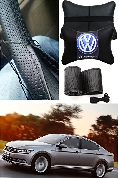 AYAZGRUP Pernă pentru gât și husă pentru volan Volkswagen Passat cu stâlp (SET ULTRA LUXURY)