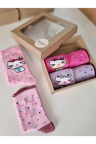 Moonys Socks Collection Сладко коте и цветни точки Комплект от 6 чифта памучн...