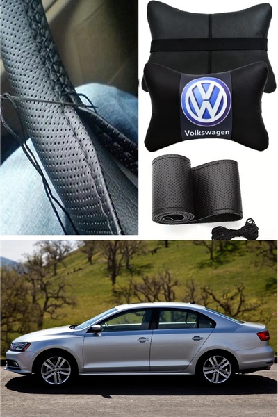AYAZGRUP Pernă pentru gât și husă pentru volan pentru Jetta, Golf, Polo Caddy...