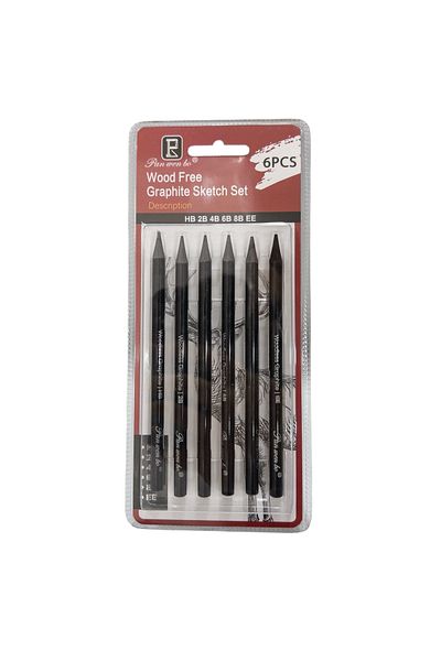 Modellino 6Pcs Wood Free Graphite Sketch - Woodless Sketch Pencil Swm-6H