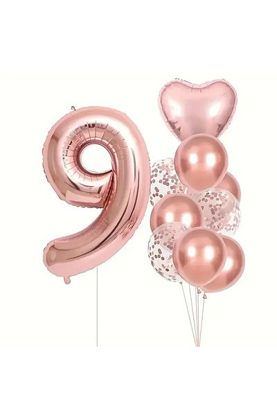CANSIN 9 Years Roz Gold Balloon Set