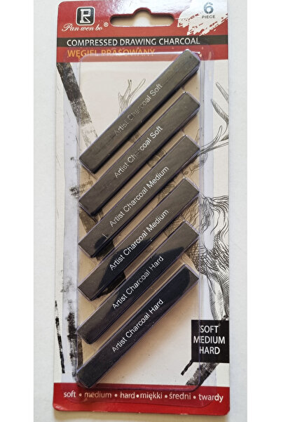 Modellino Flat 6-Pack Charcoal Pencil (Soft Medium Hard)
