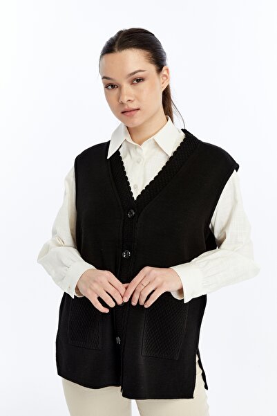 larocci Жіночий стандартний жилет з V-подібним коміром і кишенями