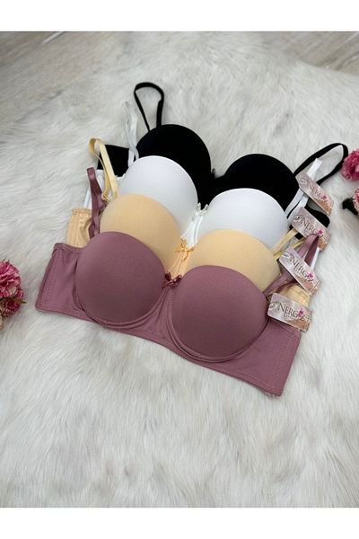 SATTENS 4 bucăți de 4 sutien de lux căptușit Push Up Micro fără bretele și șir plat