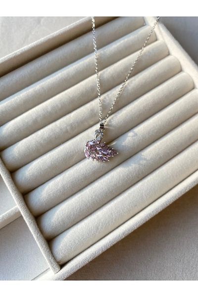 stainles steel Zircon Stone Swan Model Women's Steel Necklace