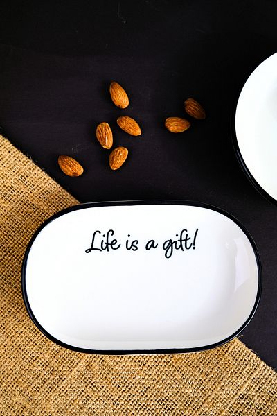 tabakevi Plate House Porcelain Motto Gift Boat Plate Single 18X11X2Cm