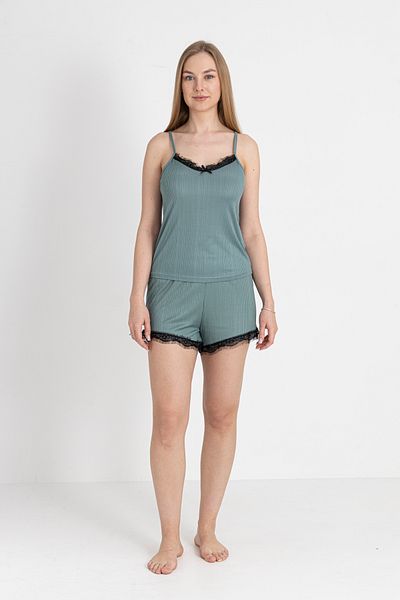 TURAY Wednesday Green Thin Strap Shorts Pajama Set