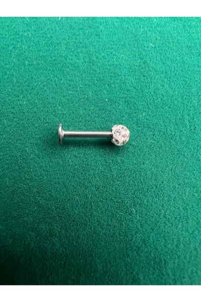 Çelik Paslanmaz Zirkon Taşlı Gümüş Özel Tasarım Cerrahi Taşlı Piercing