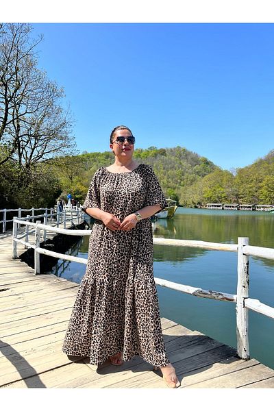 MJORA Madonna Collar Comfortable Fit Plus Size Dress