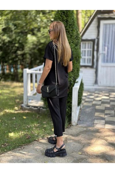 Viyamo New Season Women's Short Sleeve V-Neck Two Yarn Blouse and Pants Two-Piece Set