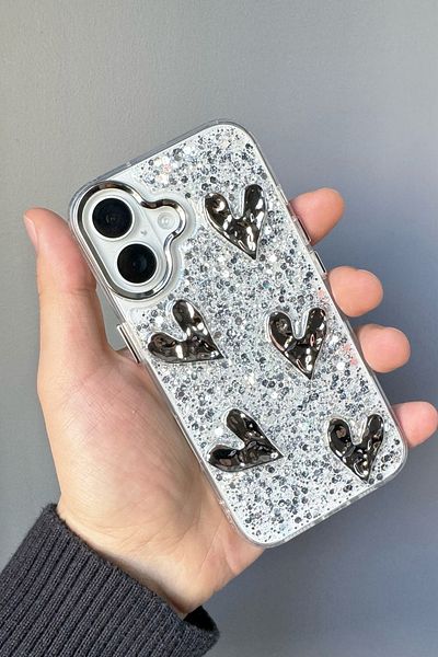 KVK PRİVACY حافظة متوافقة مع هاتف Apple iPhone 16 مع غطاء من السيليكون الصلب المقاوم للصدمات على شكل قلب حجري
