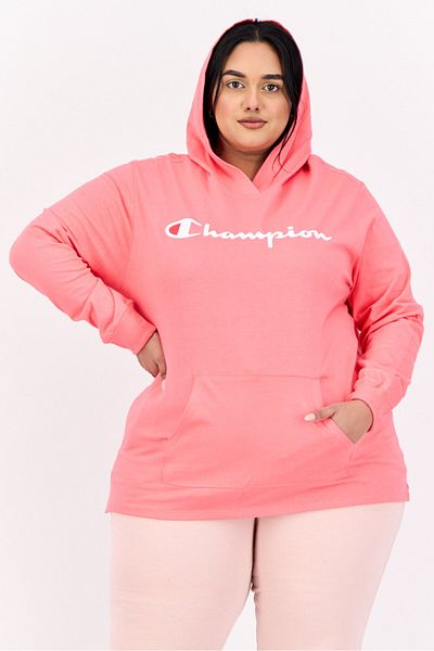 Champion Women Plus Size Long Sleeve Outdoor Hoodie, Pink