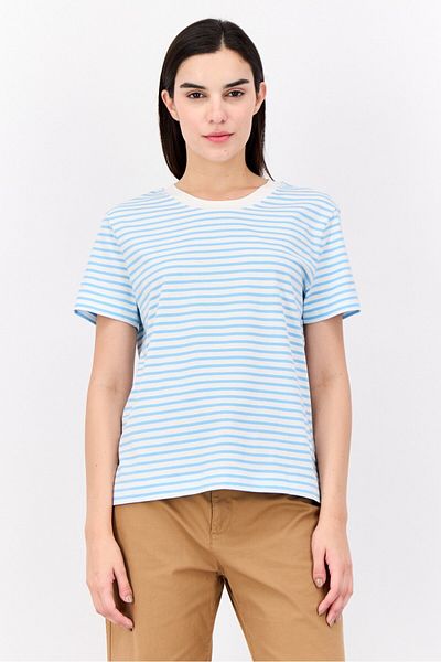 Esprit Women Crew Neck Short Sleeves Stripes T-Shirt, Multicolor