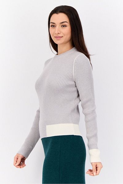 Esprit Women Crew Neck Ribbed Sweater, Grey