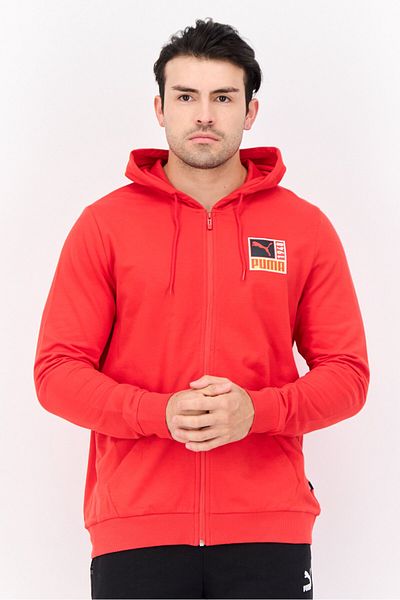 Puma Men Slim Fit Long Sleeve Outdoor Sweatshirt, Red