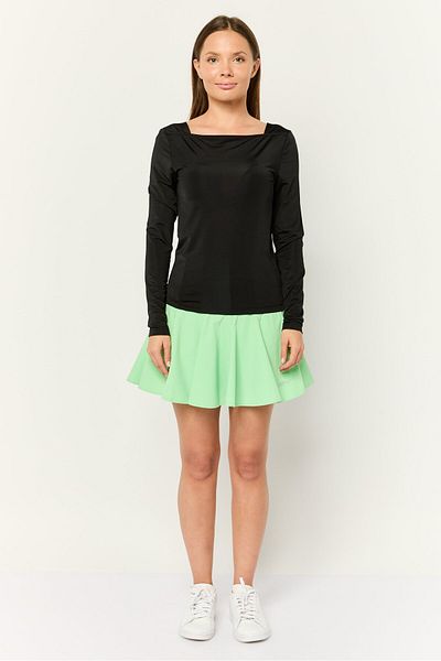 Esprit Women V Neck Long Sleeves Solid Top, Black
