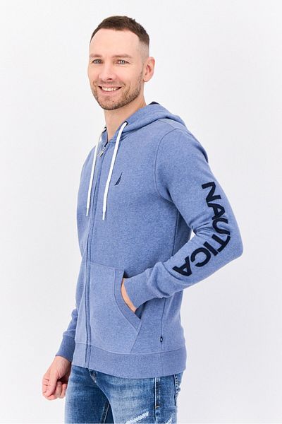 Nautica Men Hooded Embroidered Logo Long Sleeves Sweatshirt, Blue