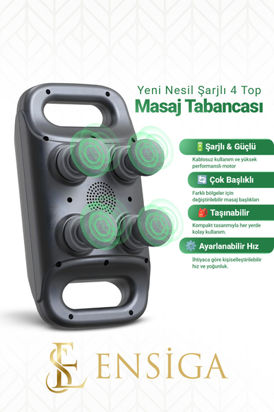 Mega Plus Yeni Nesil Şarjlı 4 Top 2024 Profesyonel Spa Sporcu Kas Fıtness Mas...