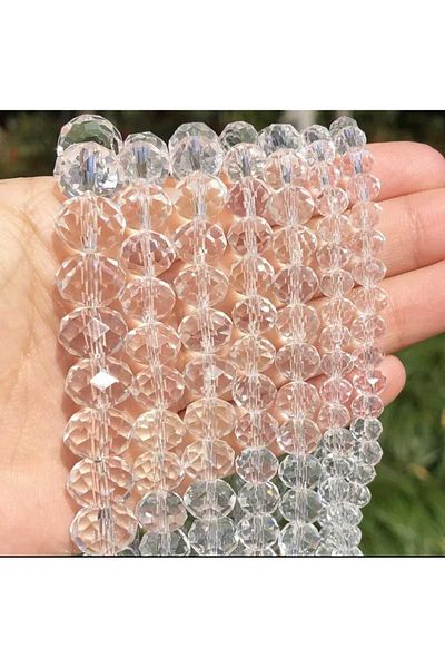 yiğit aksesuar 8 mm 5 Strand Transparent Crystal Beads Rosary Bead