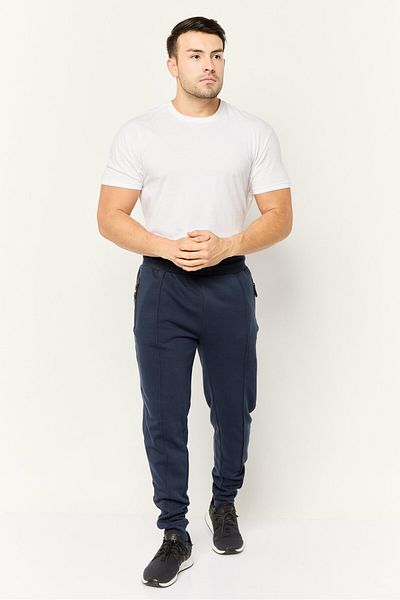 Threadbare Men Regular Fit Plain Jogger Pants, Navy