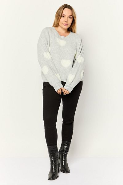 No Comment Women Crew Neck Heather Sleeves Sweater, Grey
