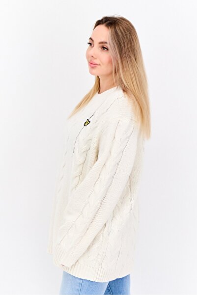 Lyle & Scott Women Crew Neck Long Sleeve Knitted Sweater, Off White